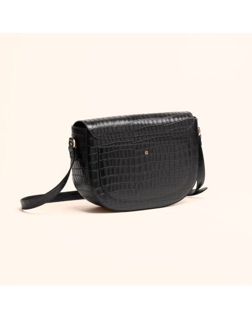 Sac bandoulière Albane en cuir noir - 24x17x8 cm