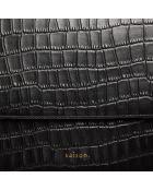 Sac bandoulière Albane en cuir noir - 24x17x8 cm