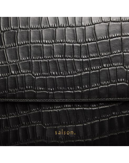 Sac bandoulière Albane en cuir noir - 24x17x8 cm