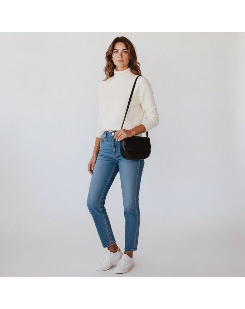 Sac bandoulière Albane en cuir noir - 24x17x8 cm