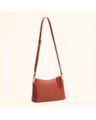 Sac bandoulière Denise en cuir brique - 23,5x15x8,5 cm