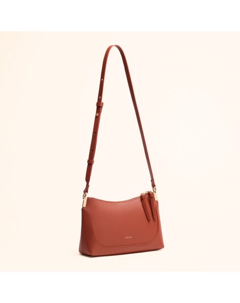 Sac bandoulière Denise en cuir brique - 23,5x15x8,5 cm