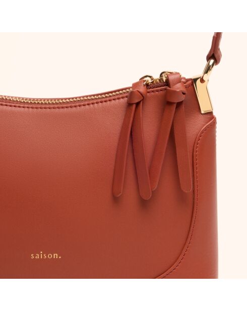 Sac bandoulière Denise en cuir brique - 23,5x15x8,5 cm