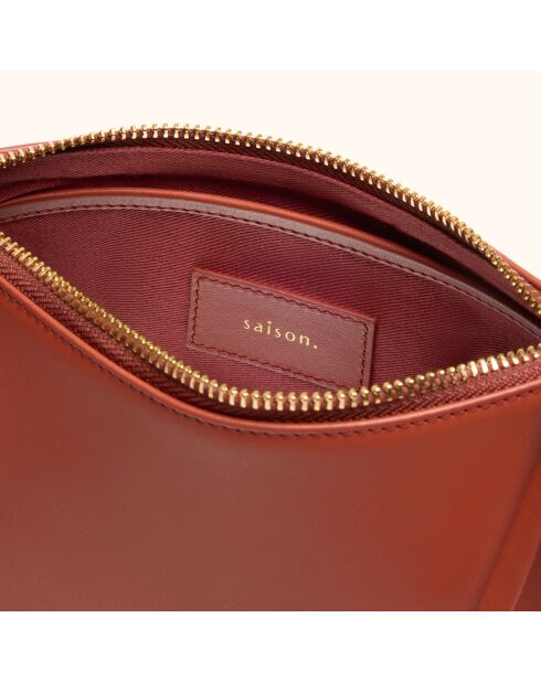 Sac bandoulière Denise en cuir brique - 23,5x15x8,5 cm