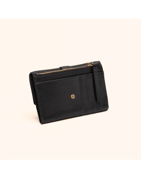 Portafoglio Olga in pelle nera - 13x8x1 cm