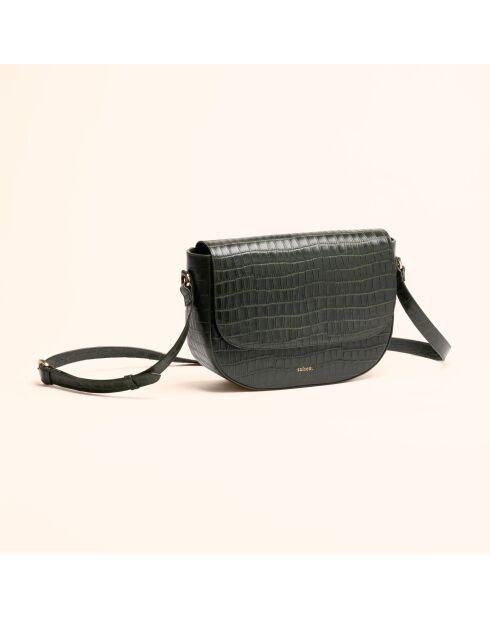 Sac bandoulière Albane en cuir forêt - 24x17x8 cm