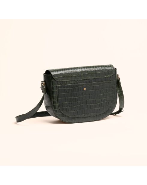 Sac bandoulière Albane en cuir forêt - 24x17x8 cm
