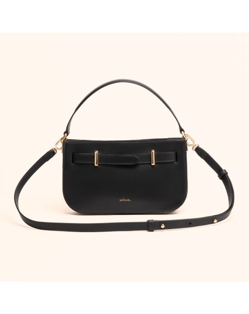 Sac à main Ines en cuir noir - 23,5x13,7x5,6 cm