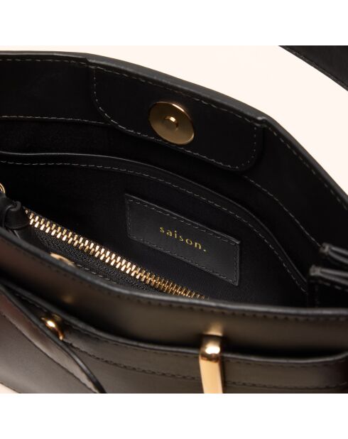 Sac à main Ines en cuir noir - 23,5x13,7x5,6 cm