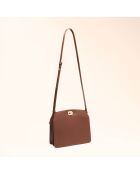 Sac bandoulière Suzon en cuir brun - 22x18,8x6 cm