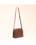 Sac bandoulière Suzon en cuir brun - 22x18,8x6 cm