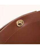 Sac bandoulière Suzon en cuir brun - 22x18,8x6 cm