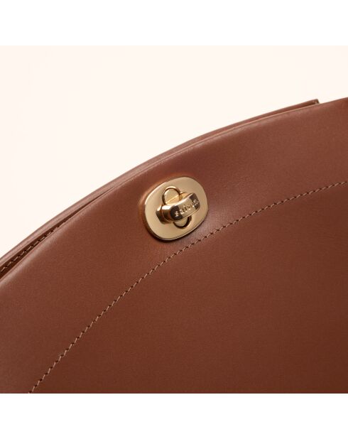 Sac bandoulière Suzon en cuir brun - 22x18,8x6 cm