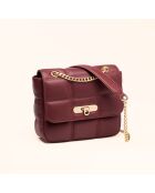 Sac porté épaule Léonie en cuir bordeaux - 19x16,5x6,5 cm