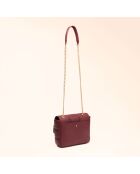 Sac porté épaule Léonie en cuir bordeaux - 19x16,5x6,5 cm