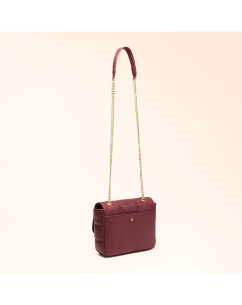 Sac porté épaule Léonie en cuir bordeaux - 19x16,5x6,5 cm