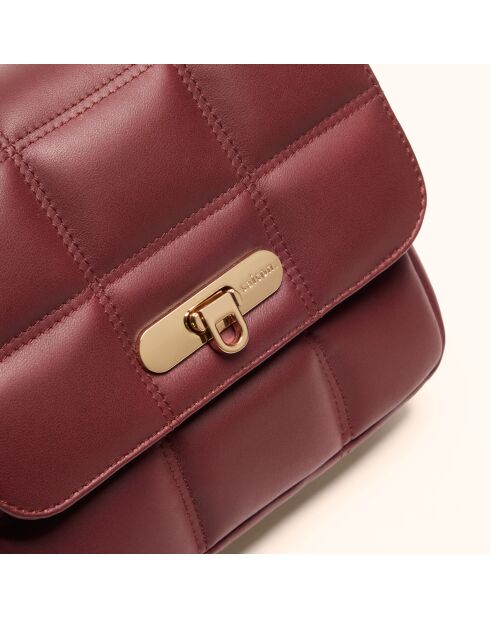 Sac porté épaule Léonie en cuir bordeaux - 19x16,5x6,5 cm