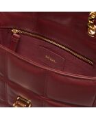 Sac porté épaule Léonie en cuir bordeaux - 19x16,5x6,5 cm