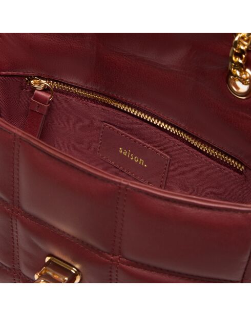 Sac porté épaule Léonie en cuir bordeaux - 19x16,5x6,5 cm