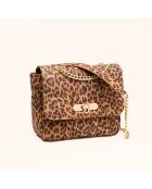 Sac porté épaule Léonie en cuir léopard - 19x16,5x6,5 cm
