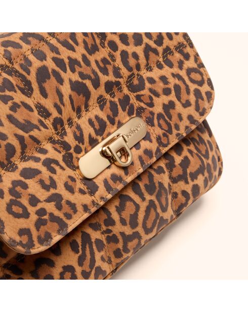 Sac porté épaule Léonie en cuir léopard - 19x16,5x6,5 cm
