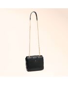 Bandolera Léonie de piel negra - 19x16,5x6,5 cm