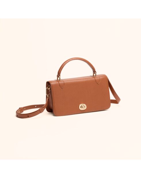 Sac à main Sibel en cuir tomette - 22x12x5,5 cm