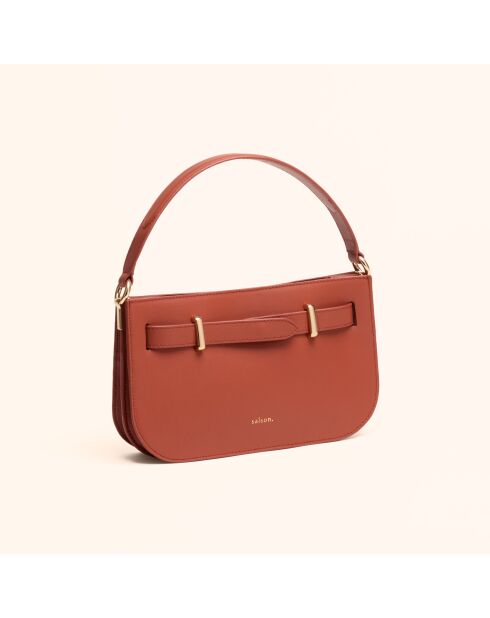 Sac à main Ines en cuir brique - 23,5x13,7x5,6 cm