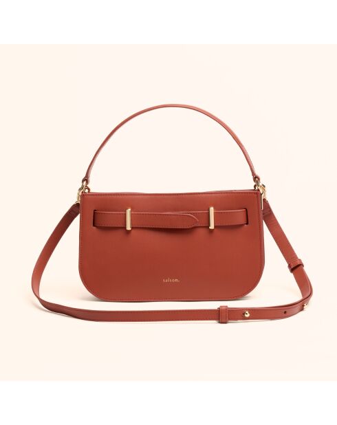 Sac à main Ines en cuir brique - 23,5x13,7x5,6 cm