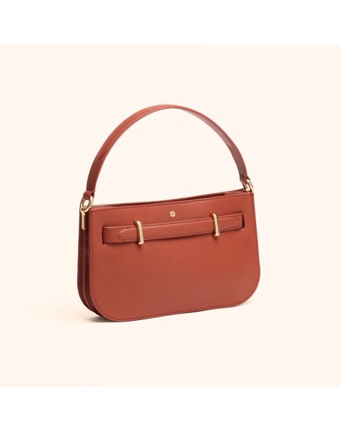 Sac à main Ines en cuir brique - 23,5x13,7x5,6 cm