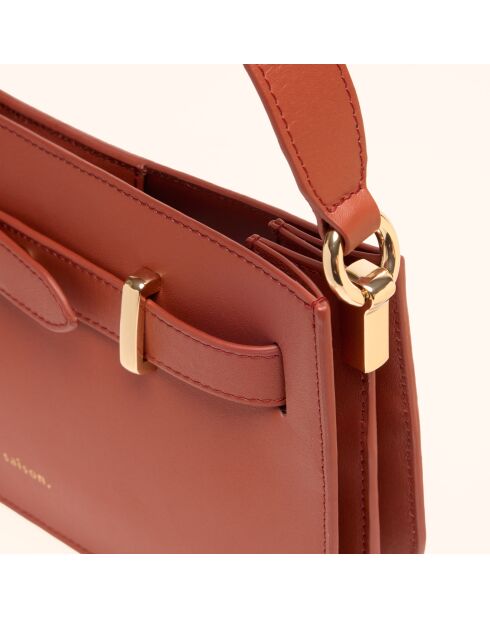 Sac à main Ines en cuir brique - 23,5x13,7x5,6 cm