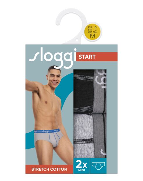 Set di 2 slip Midi Start Midi neri/grigi