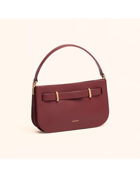 Sac à main Ines en cuir bordeaux - 23,5x13,7x5,6 cm