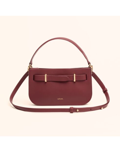Sac à main Ines en cuir bordeaux - 23,5x13,7x5,6 cm