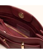 Sac à main Ines en cuir bordeaux - 23,5x13,7x5,6 cm