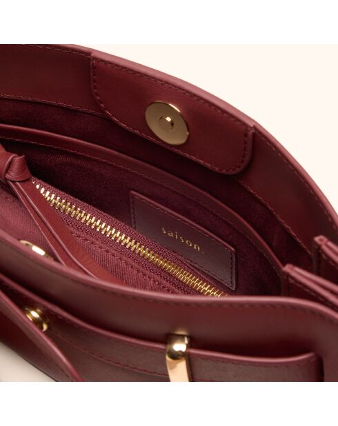 Sac à main Ines en cuir bordeaux - 23,5x13,7x5,6 cm