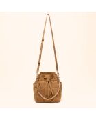 Sac seau Ninon en cuir camel - 25,2x20,4x13,3 cm