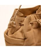 Sac seau Ninon en cuir camel - 25,2x20,4x13,3 cm