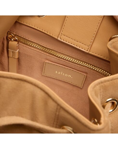 Sac seau Ninon en cuir camel - 25,2x20,4x13,3 cm