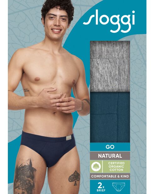 Set di 2 slip Go Natural grigio/blu