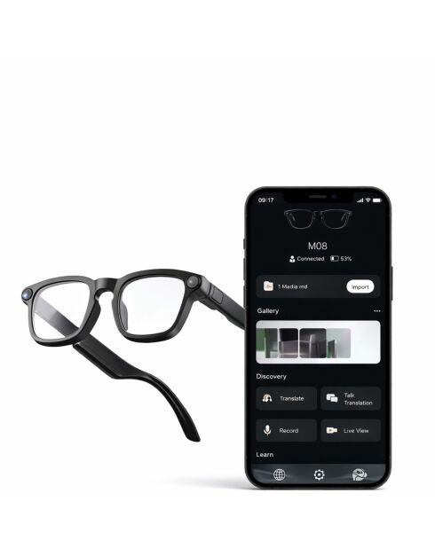 Occhiali intelligenti multifunzione Vision edition - montatura nera opaca/lenti trasparenti