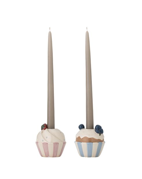 Set aus 2 bunten Chip-Kerzenhaltern — D.9 x H.9,5 cm