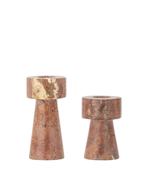 Set de 2 portavelas Anneli rosas, D.5 x H.7,5/D5 x H.10 cm