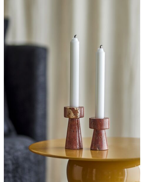Set de 2 portavelas Anneli rosas, D.5 x H.7,5/D5 x H.10 cm