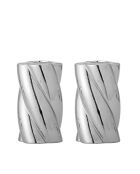 Set di 2 portacandele Silvia in argento - D.7 x H.9,5 cm