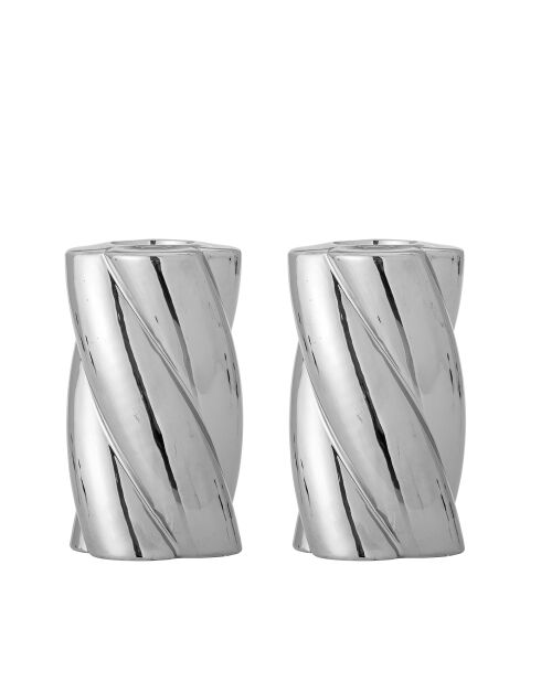 Set mit 2 silbernen Silvia-Kerzenhaltern - D.7 x H.9,5 cm