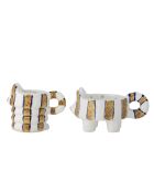 2 portacandele Caty marroni - L.16 x H.8 x L.8 x L.10,5/L12 x H.9,5 x L.8 cm