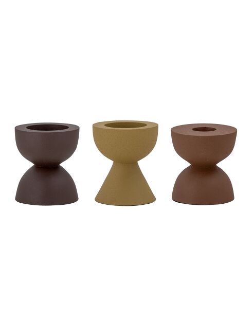 3 braune Ike Votivkerzenhalter - L.19 x H.7 x L.6 cm