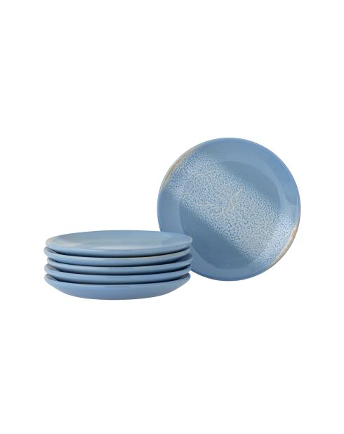 Set mit 6 blauen Safie-Tellern - D.15 x H.2 cm