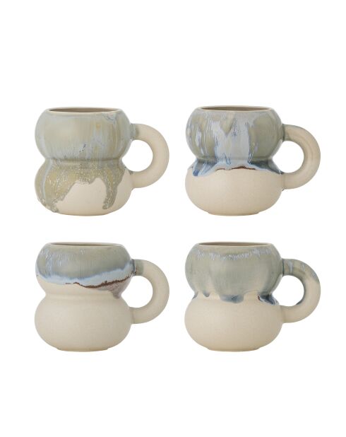 Lot de 4 Tasses Luna bleues - D.9 x H.10 cm